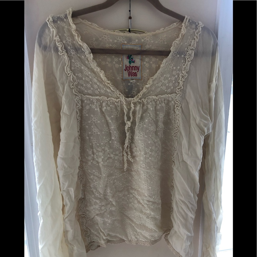 Johnny Was Bohemian Cream Top